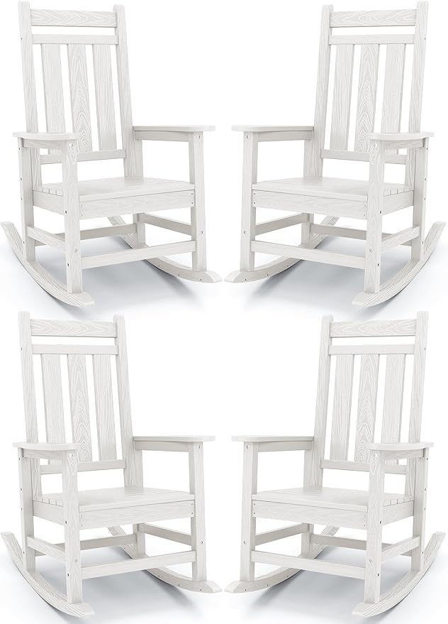 KINGYES Oversized Outdoor Rocking Chair Set of 4, All-Weather Patio Rocking by KINGYES