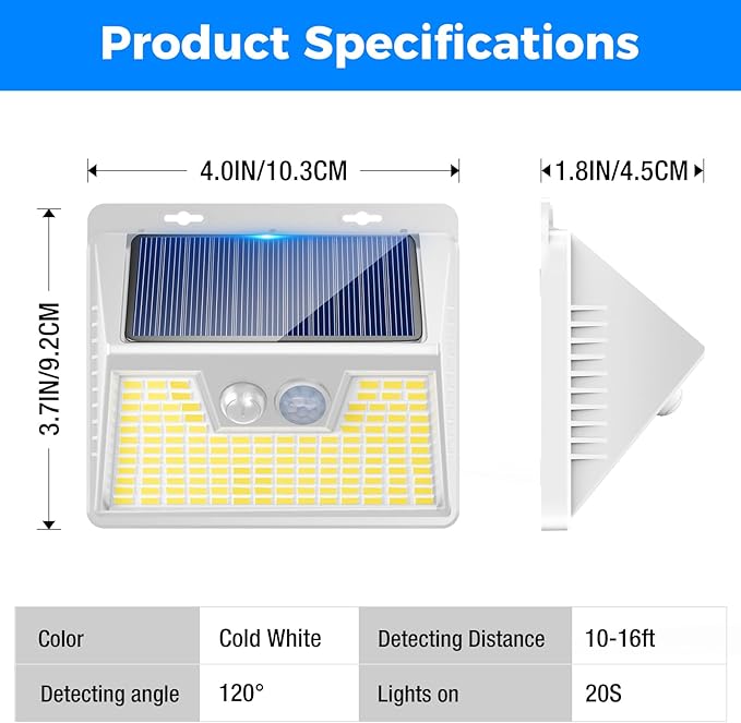 Peasur Solar Powered Lights Outdoor Motion Sensor, 2 Pack 140 LED Fence Light - Image 6