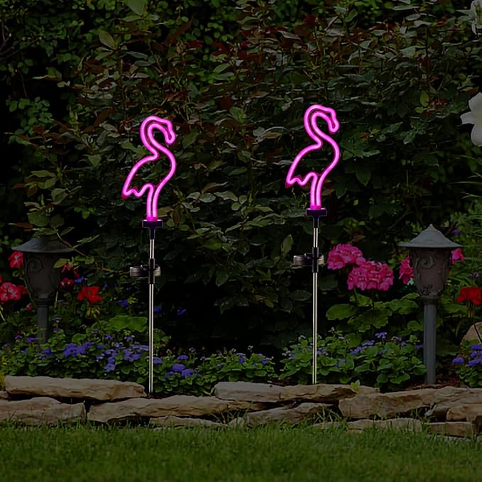Flamingo Solar Garden Stake Lights, Outdoor Solar Pathway Light - Image 5