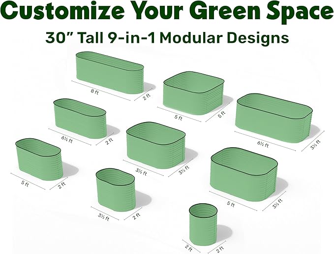 9-in-1 Galvanized Raised Garden Beds Outdoor // 8×2×2.5 ft Modular Planter - Image 2