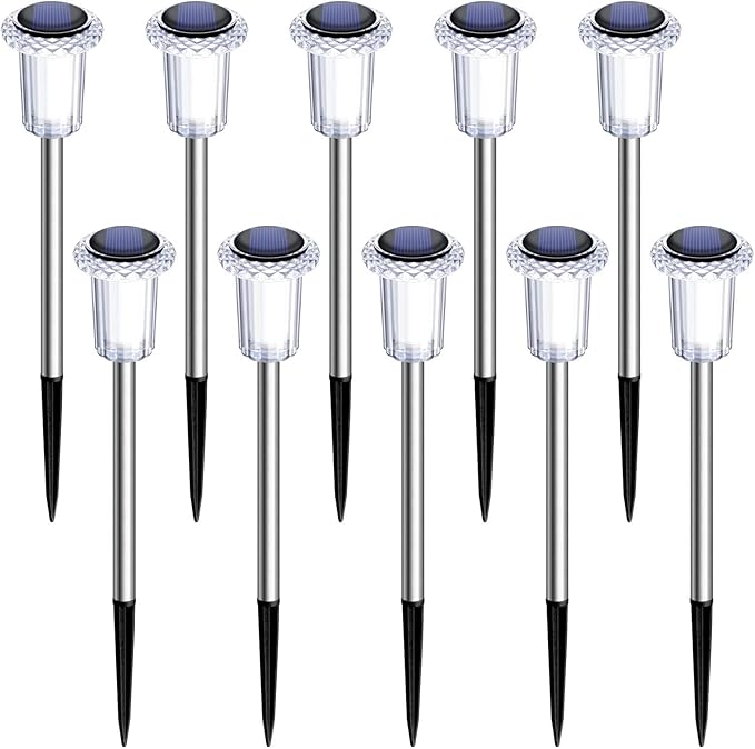 DenicMic Solar Lights Outdoor 10 Pack Waterproof 3000K Warm White LED Stainless - Image 9