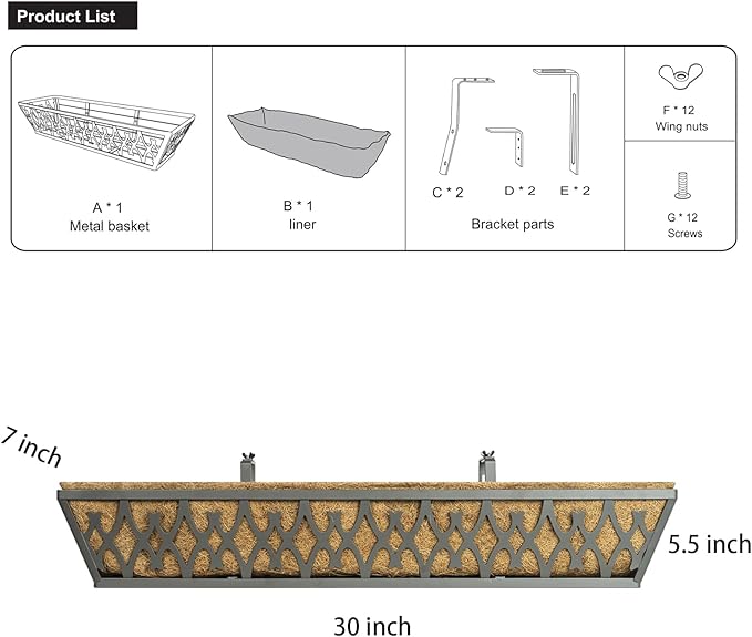 4 Pack 30 Inch Window Boxes Planters Railing Planter Box - Image 7