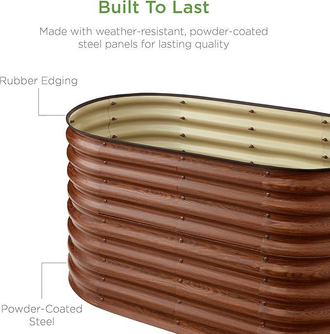 Best Choice Products 4x2x2ft Outdoor Metal Raised Garden Bed, Oval Deep Root - Image 5