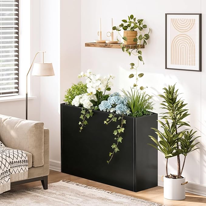 Metal Large Planter Box 38" L x 13" W x 30" H, Heavy Duty Tall Rectangle - Image 7