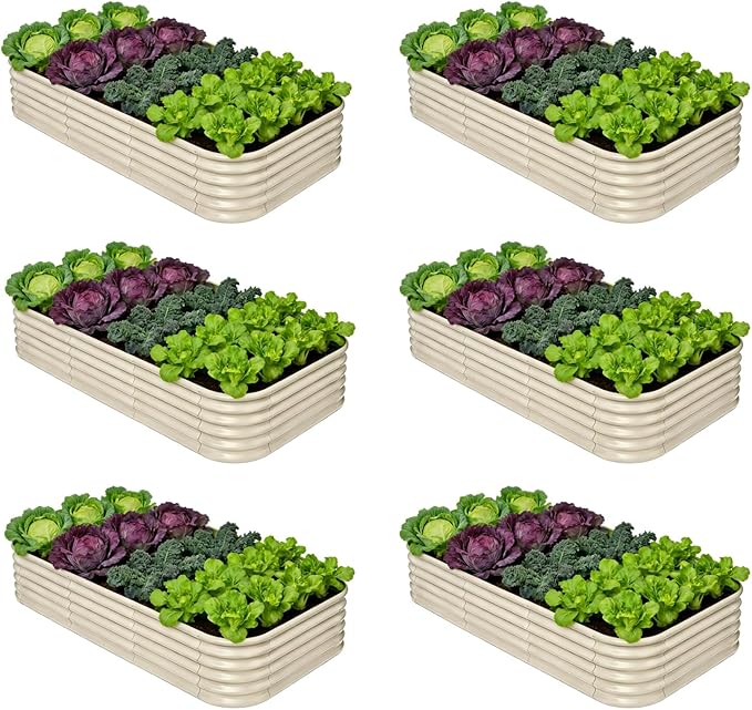 6-Pack Galvanized Raised Garden Bed 8x4x1.5 | 10x2x1.5 ft, Modular Raised by Annoell