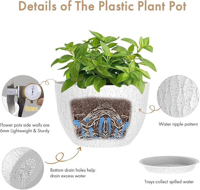 12 Inch Wide Water Ripples Flower Pots - Image 3