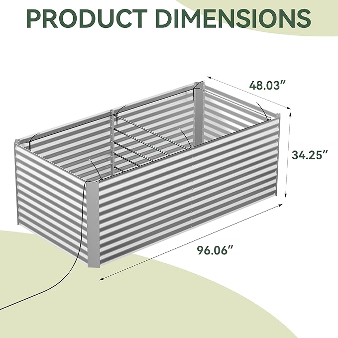 8x4x3 ft Tall Galvanized Raised Garden Bed - Image 4