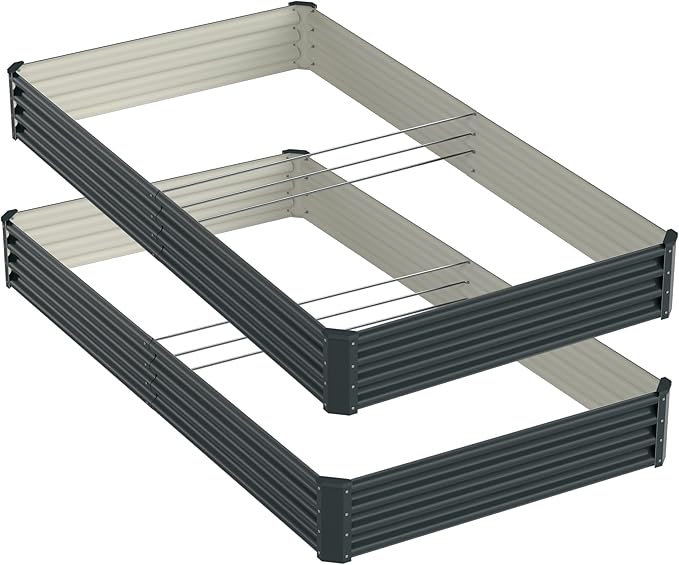2PCS 8x4x1FT Galvanized Raised Garden Bed, Galvanized Planter Raised Garden - Image 7