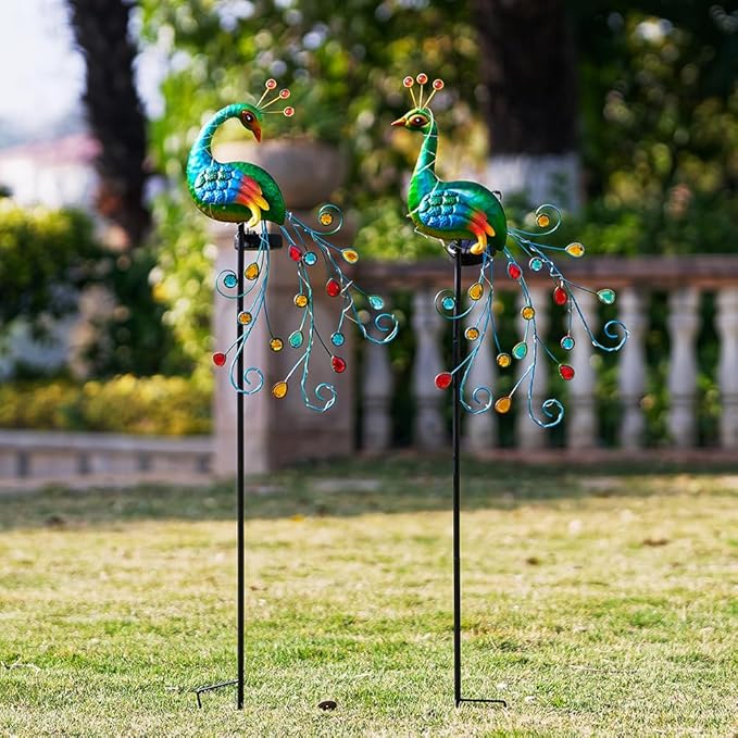 DREAMSOUL 2 Pack Peacock Solar Lights Outdoor, Tall Waterproof LED Outdoor - Image 6