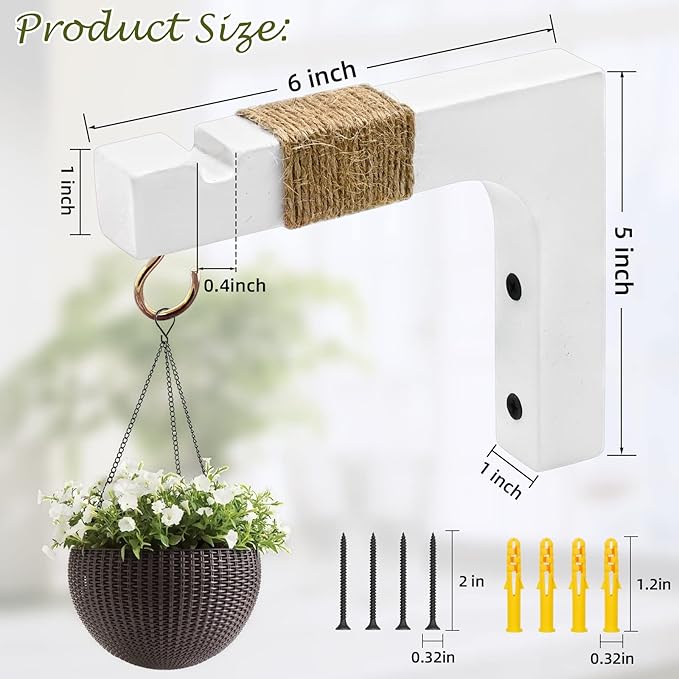 2 Pack Plant Hanger Hooks for Indoor Hanging Plants, Farmhouse Wooden Hanging - Image 2