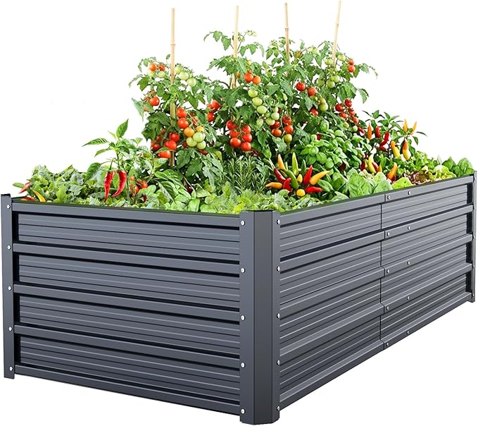 Ohuhu 6x3x1.5FT Metal Raised Garden Bed Outdoor, Reinforced Galvanized Steel by Ohuhu