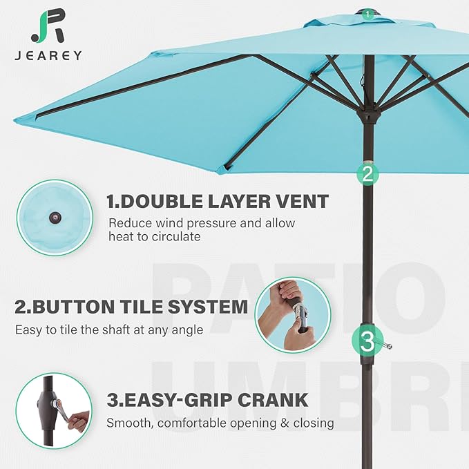 JEAREY 7.5FT Patio Umbrella Outdoor Market Umbrella - Image 5