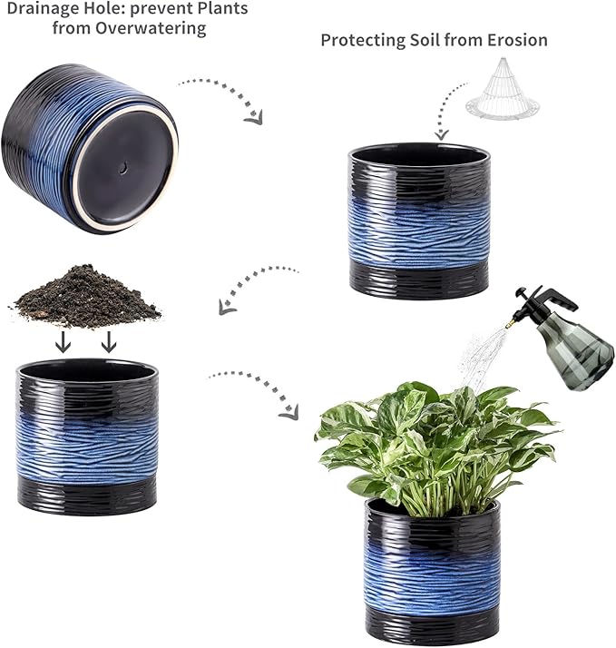 Nihow Ceramic Plant Pot: 6 Inch Planter - Image 3