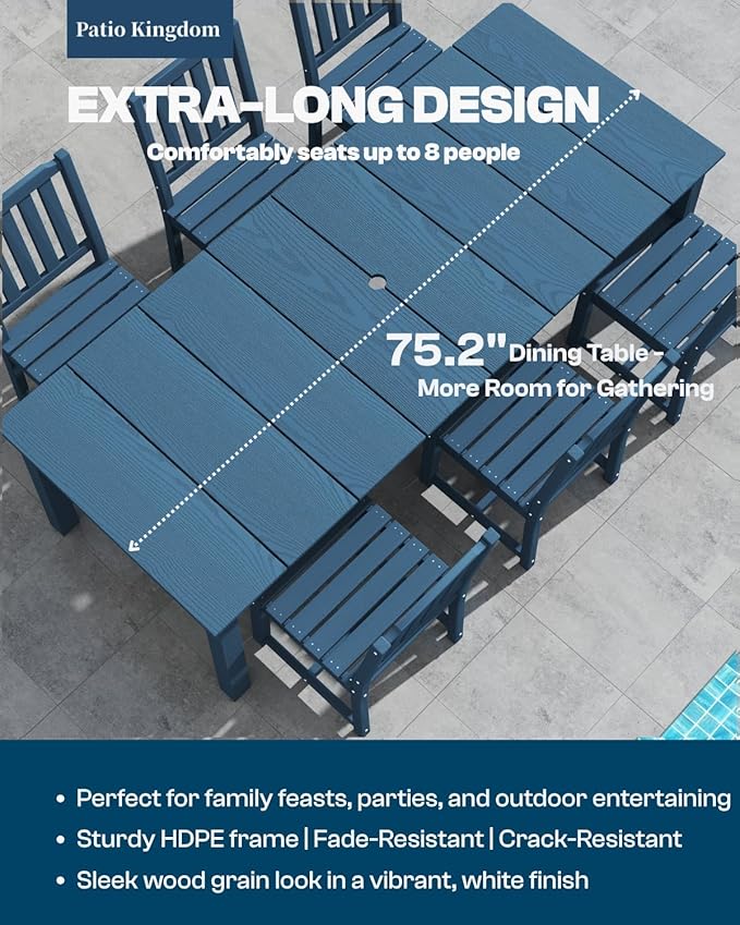 5-Piece Navy Blue Outdoor Dining Set - Image 2