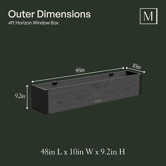 Mayne Horizon 4FT Window Box Planter – Modern Rectangular Faux Wood Grain Design - Image 4