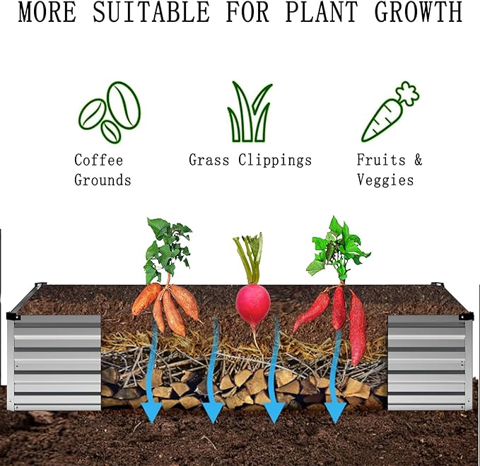8×2×1FT Galvanized Raised Garden Bed Kit, Metal Planter Boxes，Large Outdoor - Image 6