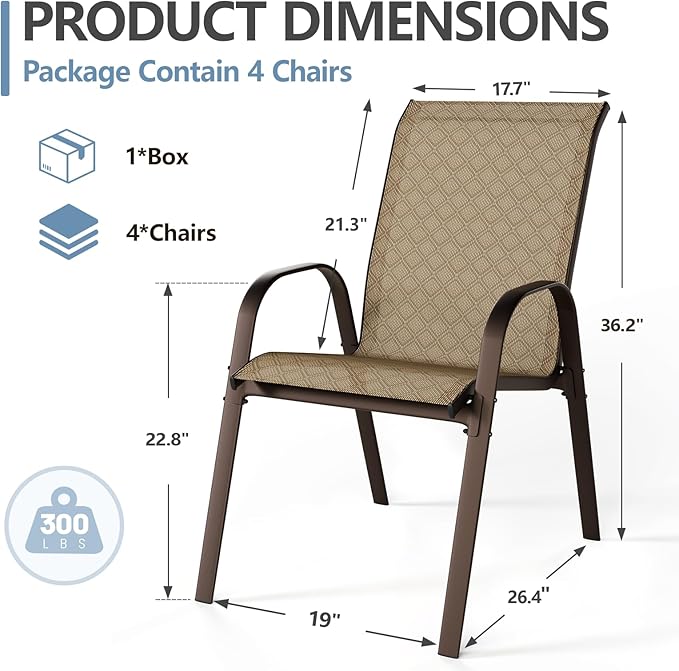 SWITTE Patio Chairs Set of 4 - Image 3