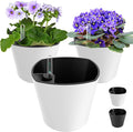 7 inch Plant Pots 3-Pack, Self Watering Flower Pots Indoor Outdoor, African by GsGardenSpecialty