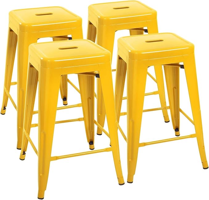 Devoko Metal Bar Stools 24" Indoor Outdoor Stackable Barstools Modern Style by DEVOKO
