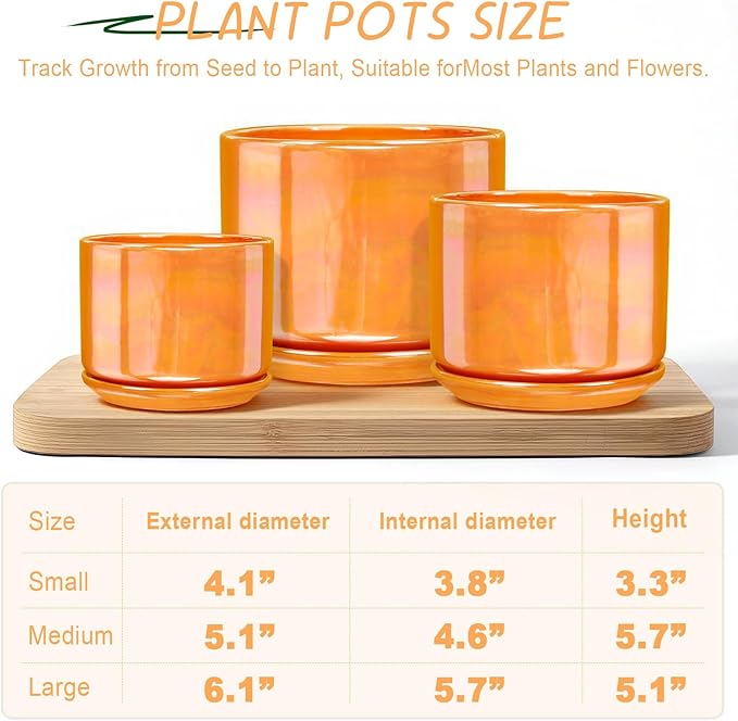 EFISPSS Ceramic Plant Pots, 4+5+6 Inch Ceramic Indoor Pots - Image 3