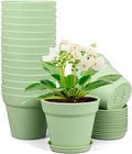 4 inch Small Plastic Nursery Pots, 16 Pack Plant Pots by Meowell