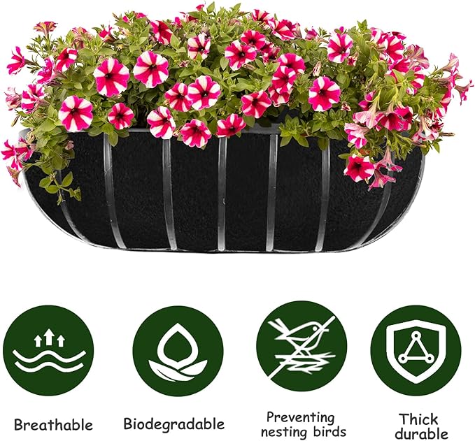 3PCS 30 Inch Planter Basket Liners Fabric Window Box Liners Felt Trough Planter - Image 3