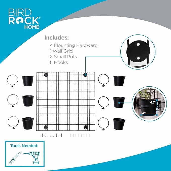 BIRDROCK HOME 6 Pot Garden Wall Grid - Image 3