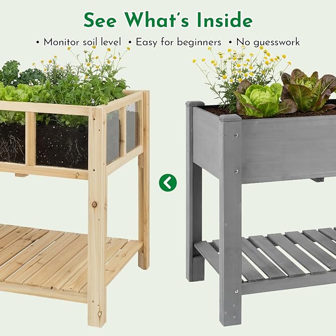 Raised Garden Bed with Transparent Acrylic Panels, Elevated Wooden Raised - Image 4