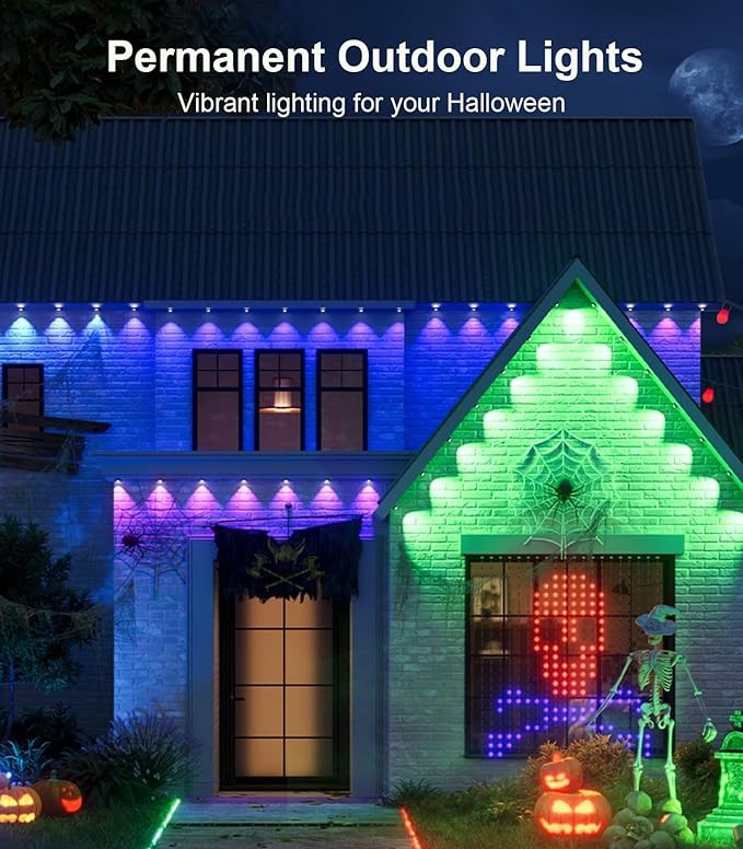 150FT Permanent Outdoor Lights for House, Smart Color Change LED Waterproof - Image 9