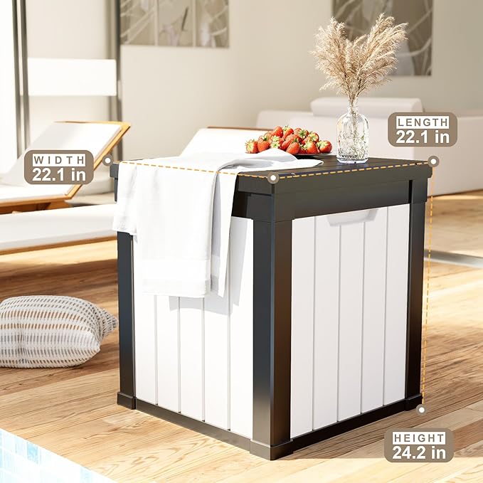DRATO 51 Gallon Deck Boxes Resin Outdoor Storage Box UV Resistant Outside Deck - Image 4