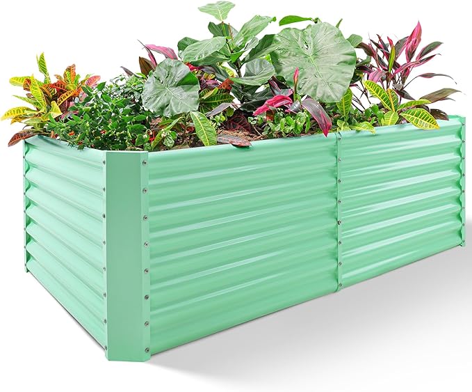Land Guard 8x4x2ft Galvanized Raised Garden Bed, Planter Boxes Outdoor by LandGuard