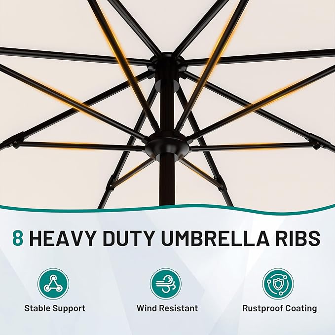 AreShark 9 FT Patio Umbrella for Outdoor, Outdoor Table Umbrella - Image 3
