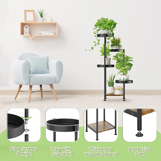 Plant Stand Indoor Outdoor, 5 Tier Metal Flower Pot Shelf Holder Clearance - Image 3