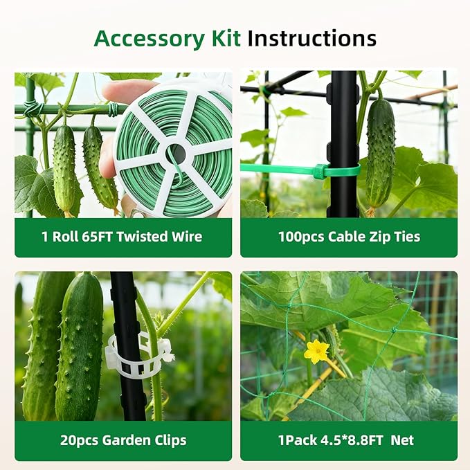 Cucumber Trellis for Raised Bed, U-Shape Garden Arch Metal Support for Climbing - Image 7