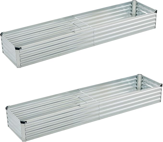 8x2x1ft Galvanized Raised Garden Bed, Outdoor Planter Box Metal Patio Kit by Foxlang