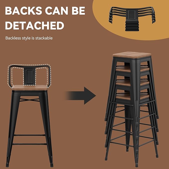 Yongchuang 24" Metal Barstools Set of 2 Counter Bar Stools - Image 6