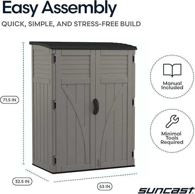 Suncast Outdoor Storage Cabinet Waterproof Resin Vertical Outdoor Storage Shed - Image 11