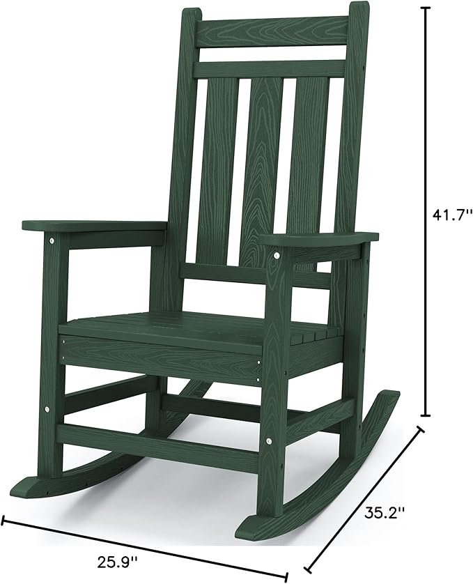 KINGYES Oversized Outdoor Rocking Chair, All-Weather Patio Rocking Chairs - Image 2