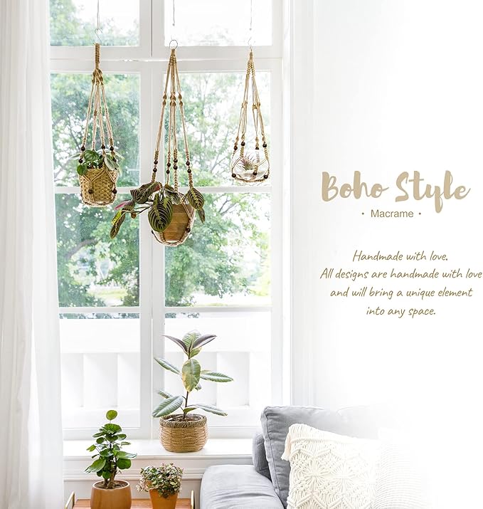 Mkono Macrame Plant Hanger Indoor Hanging Planter Basket - Image 4