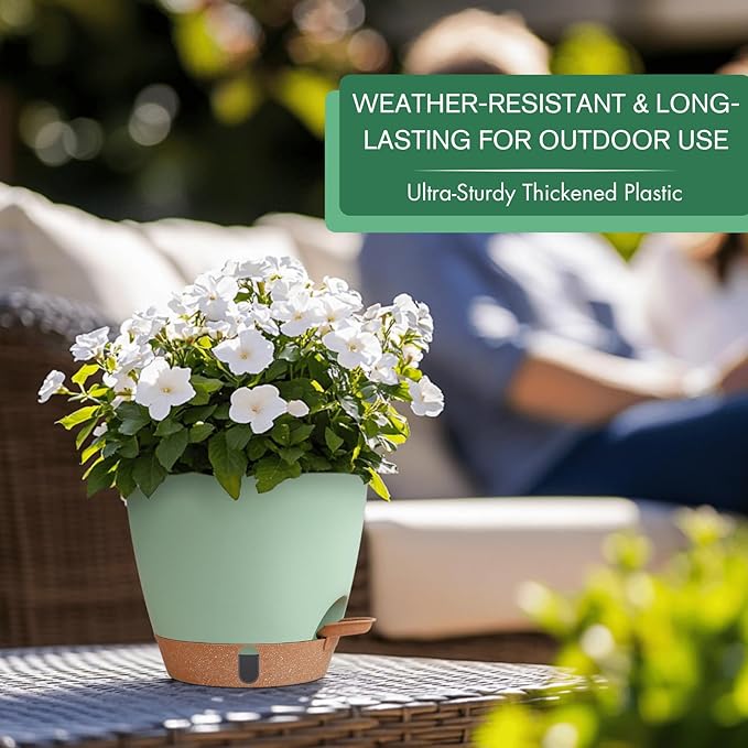 montresor 2 Pack 8 inch Plant Pots, PP Plastic Self Watering Plant Pot - Image 3