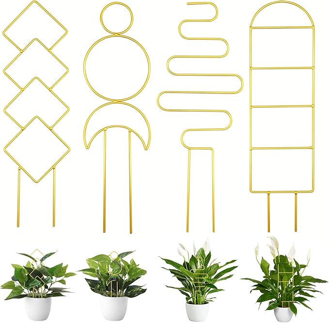 4 Pcs Mini Metal Trellis for Potted Plants, Climbing Support Stake for by Unknown