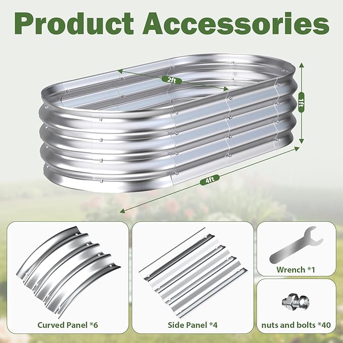 Galvanized Raised Garden Bed Outdoor, Easy Assemble Small Oval Plant Container - Image 5