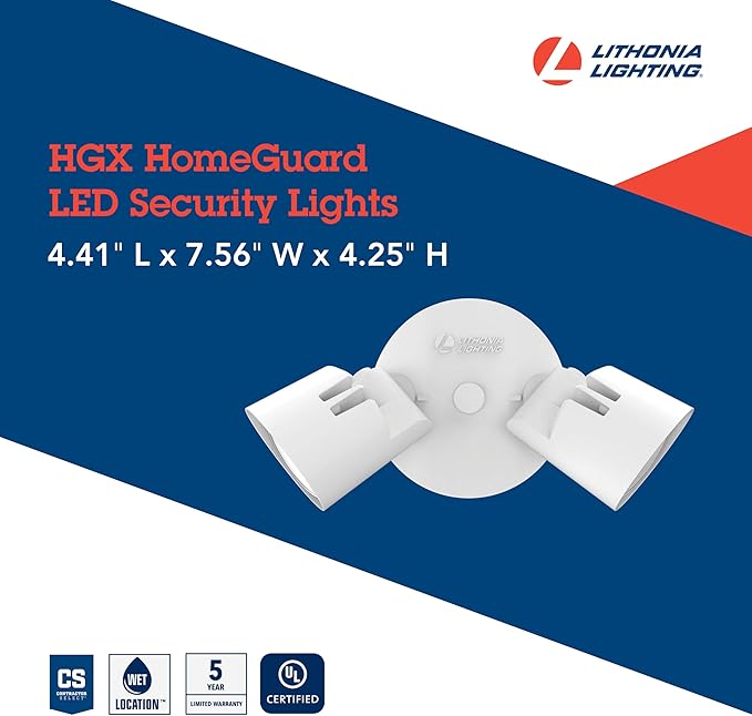 Lithonia Lighting HomeGuard 2-Light LED Outdoor Flood Lights, Wall or Ceiling - Image 5