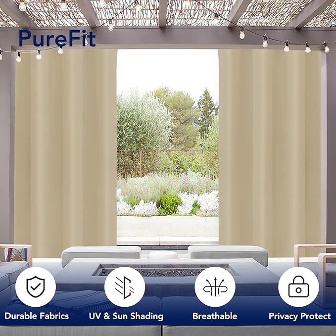 PureFit Outdoor Curtains for Patio Waterproof – Weatherproof, UV and Fade - Image 3