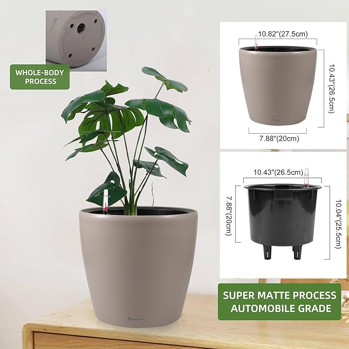Dexceder 11x10 Inches Self Watering Planter Indoor Outdoor, Inner Pot Design - Image 3
