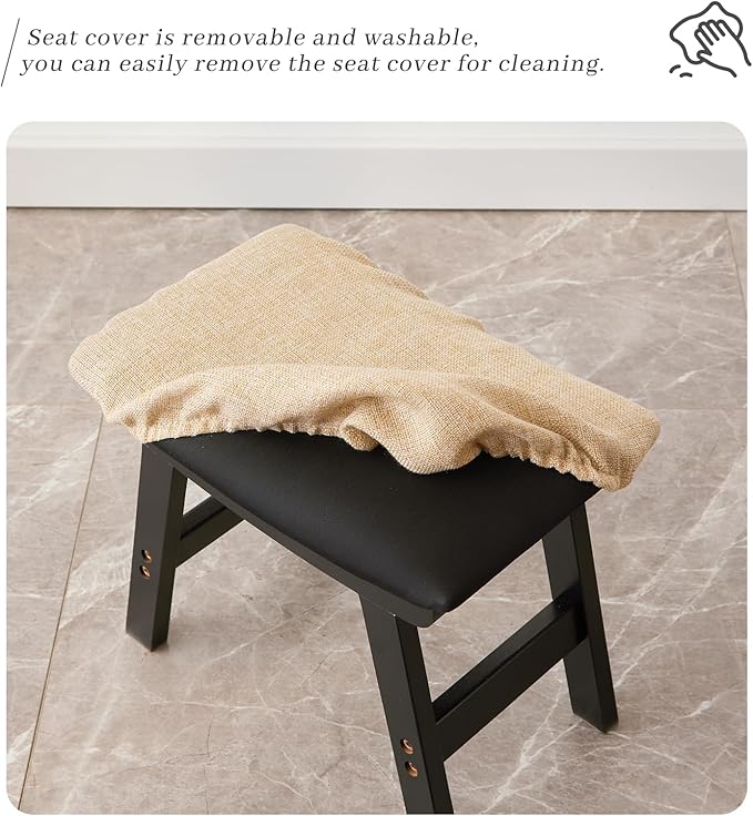 Foot Stool, Bamboo Small Sofa Foot Rest Under Desk, Extra Seating - Image 5