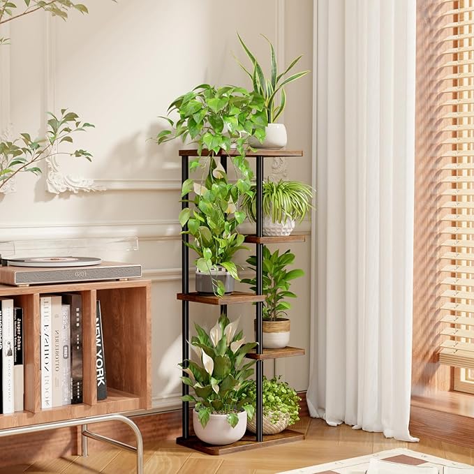 Bamworld Corner Plant Stand Indoor, 5 Tier Metal Plant Shelf - Image 2