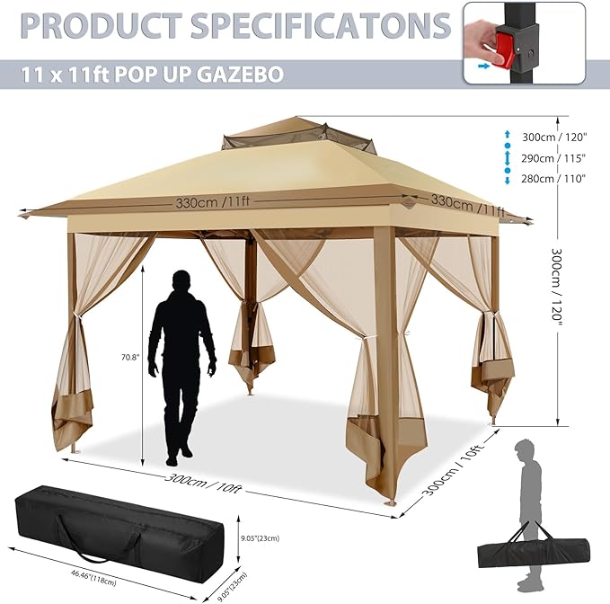 COBIZI 11x11 FT Pop up Gazebo Canopy Tent - Image 5