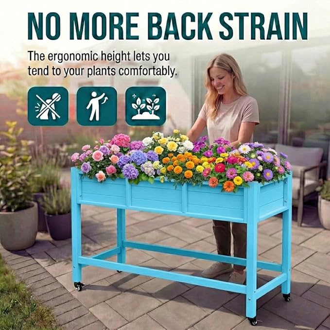 YITAHOME Raised Garden Bed HDPE, Aruba Blue - Image 7
