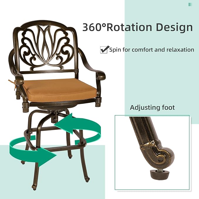 VIVIJASON 5-Piece Bar Height Patio Dining Set, All Weather Cast Aluminum - Image 2